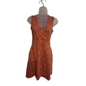 "Toad&Co Rust Orange Wrap Dress Womens Small Sleeveless Organic Cotton Casual